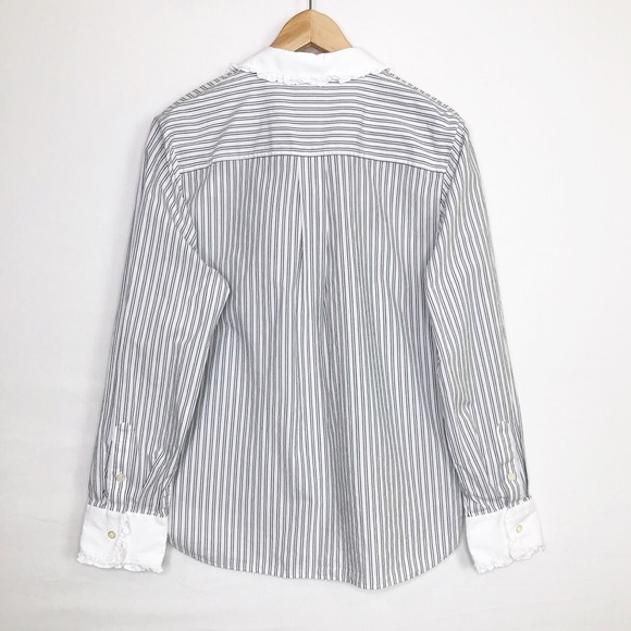 Kate Spade, striped embroidered ruffle collar and cuffs button down shirt - Picture 2 of 11